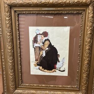 Norman Rockwell Art Print in Ornate Gold Frame